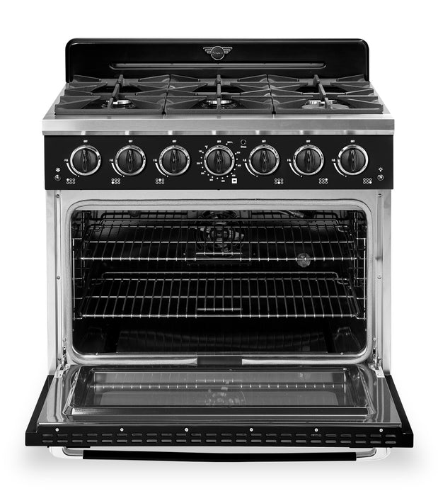 Classic Retro by Unique 36\" 5.2 Cu. Ft. 6-Burner Gas Range with Convection - Midnight Black - UGP-36CR B
