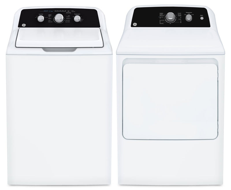 GE 4.4 Cu Ft. Top Load Washer and 6.2 Cu. Ft. Electric Dryer with SaniFresh