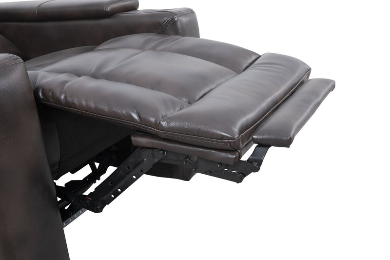 Scott Living Escape 39\" Power Reclining Chair with Power Headrest and Surround Sound - Dark Brown Leather-Look Fabric
