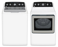 GE 4.9 Cu. Ft. Top Load Washer and 7.2 Cu. Ft. Electric Dryer with SaniFresh 