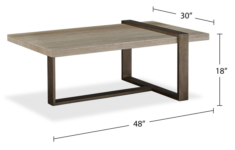 Cyprus 48” Modern Coffee Table - Beige/Bronze