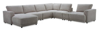 Voyage Modular 7-Piece Left-Facing Fabric Sectional with Console and Removable Back Cushions – Taupe 