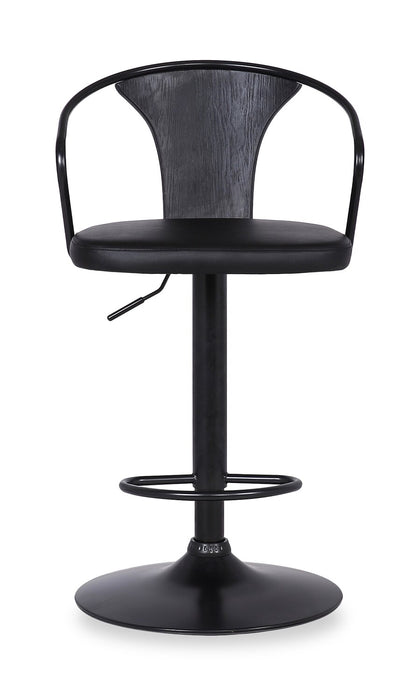 Hero Barstool with Swivel & Adjustable Seat, Vegan Leather Fabric, 23.5-32\"H, Metal - Charcoal
