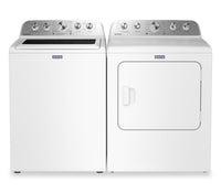Maytag 5.5 Cu Ft. Top Load Impeller Washer with Pet Pro Option and 7.0 Cu Ft. Gas Dryer – White