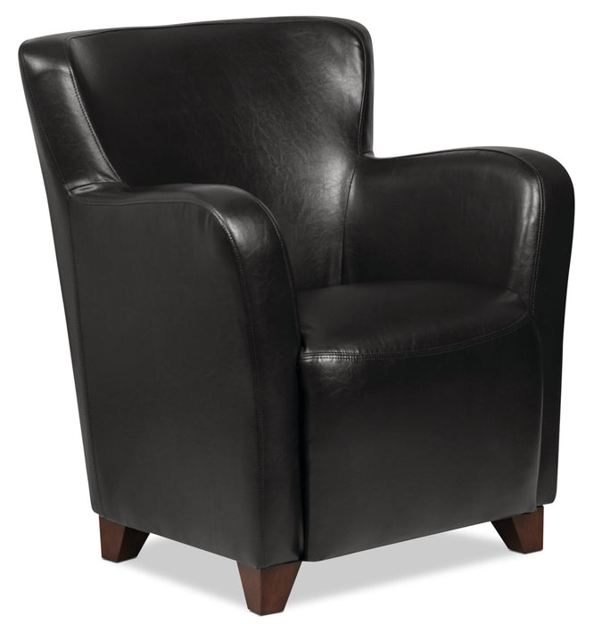 Zello 29.92\" Faux Leather Accent Chair with Wood Legs - Black