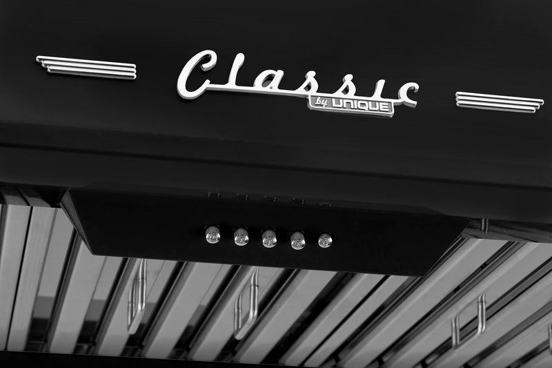 Classic Retro by Unique 36\" 700 CFM Under-Cabinet Range Hood - Midnight Black - UGP-36CR RH B