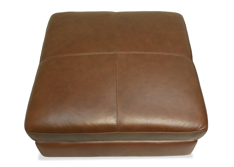 Classico 30\" Genuine Leather Ottoman with Wood Legs Ottoman – Tobacco