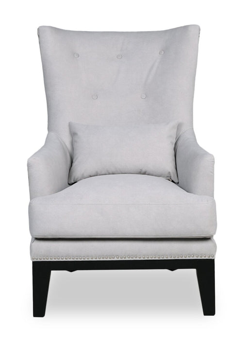 Haden 30\" Faux Suede Fabric Accent Chair with Wood Base and Nailhead Trim - Walks Dove Grey
