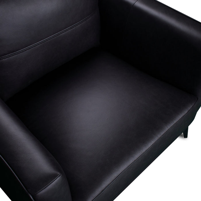 Melrose 36.5\" Top-Grain Genuine Leather Chair with Metal Legs - Black