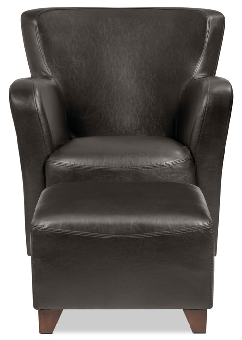 Zello 29.92\" Faux Leather Accent Chair with Wood Legs - Brown