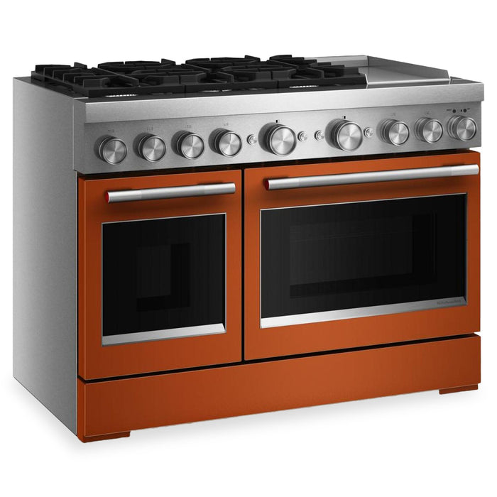 KitchenAid 6.3 Cu. Ft. 6 Burner Dual Fuel Range with Griddle – Scorched Orange - KFDD948SSC 