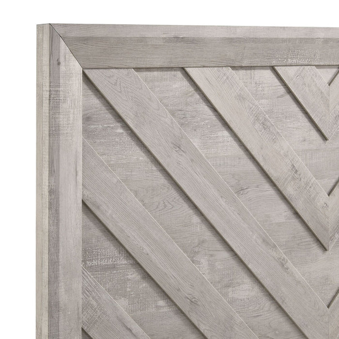 Lark 5pc Bedroom Set with Panel Bed, Dresser & Mirror, Rustic White  - Full Size