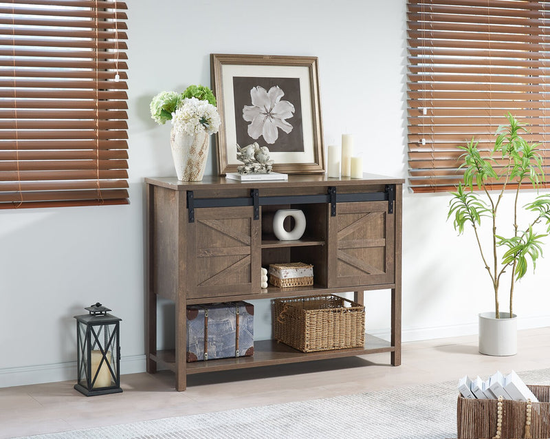Corbin 47.25\" Accent Cabinet with Sliding Barn Doors - Walnut Oak