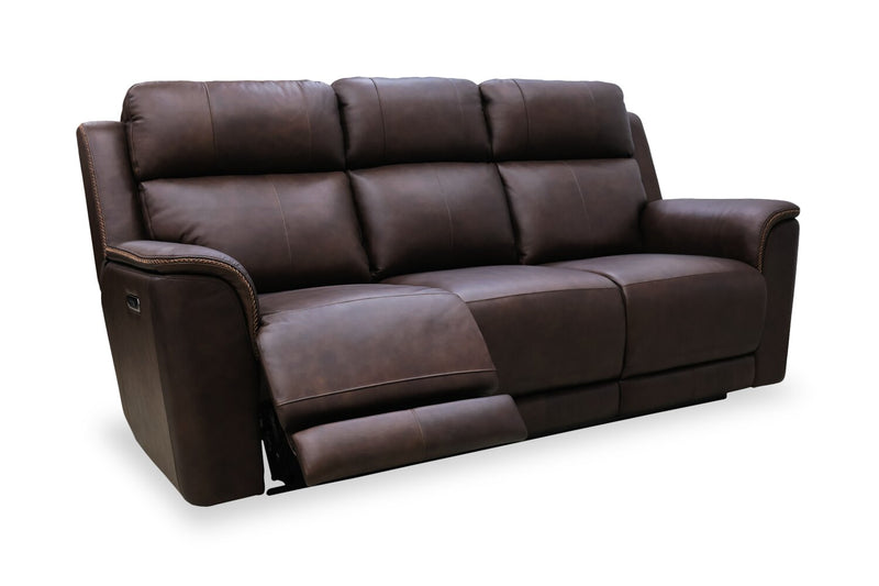 Vibe 85\" Genuine Leather Massage Power Reclining Sofa with Immersive Audio and Power Headrests - Brown