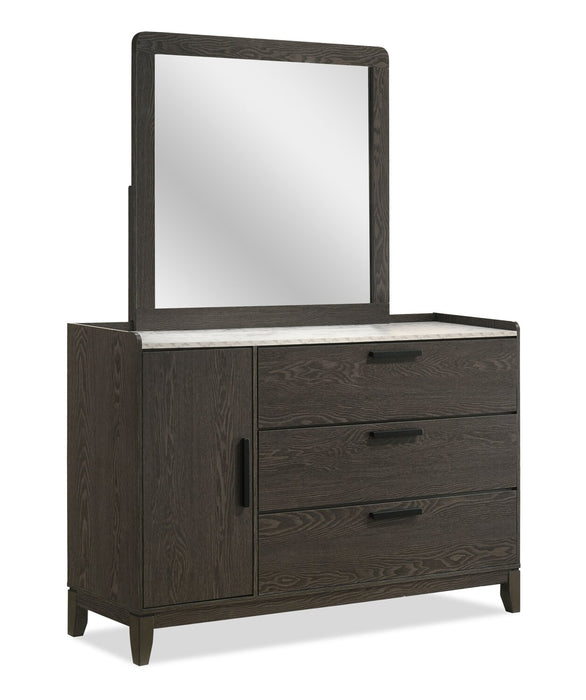 Sable Bedroom 3-Drawer Dresser with Storage Cabinet, 59\"W x 37\"H - Dark Grey