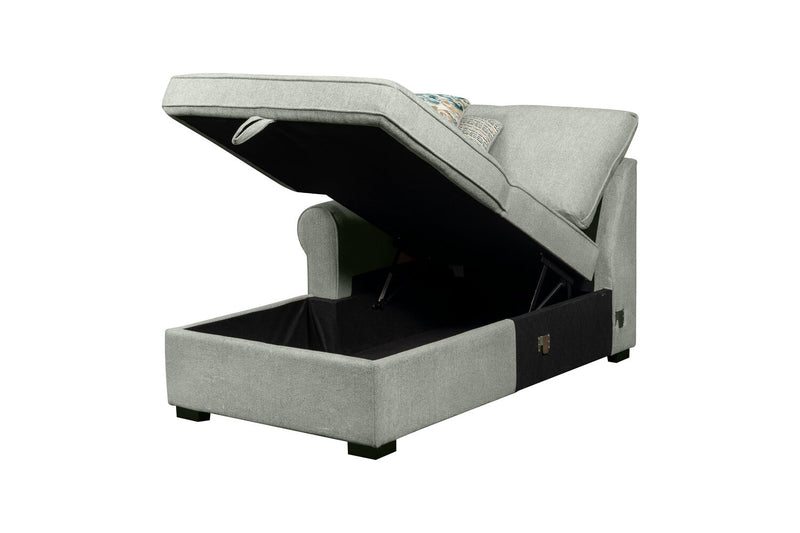 Scott Living Haven 3-Piece Right-Facing Chenille Fabric Cuddler Sleeper Sectional with Storage - Seafoam Blue