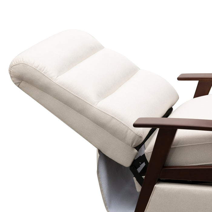 Bree 28.5\" Linen-Look Fabric Pushback Reclining Accent Chair with Wood Armrests and Legs - Beige