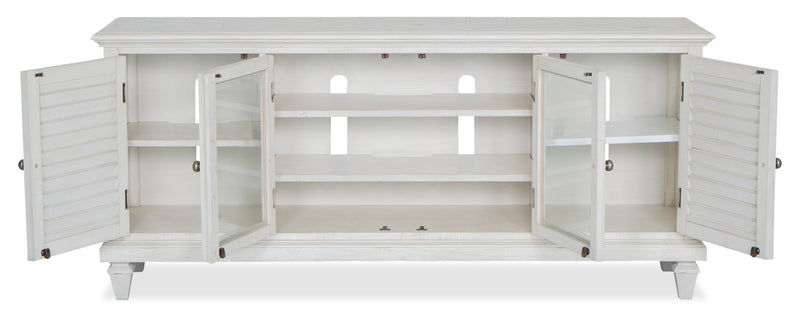 Baron 114\" Rustic 4-Piece Pine Entertainment Centre with Storage and Cable Management for TVs up to 70” - Alabaster