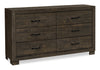Ethan Bedroom 6-Drawer Dresser, 59"W x 34"H - Rustic Brown