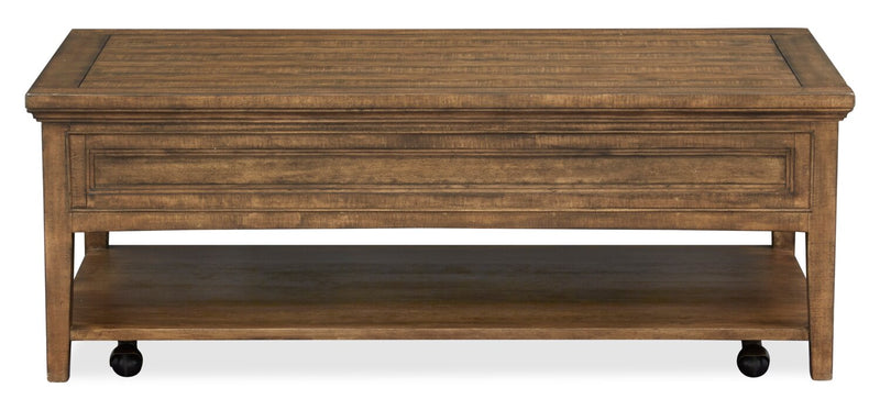  Hanson 50” Traditional Pine Coffee Table with Storage and Casters - Toasted Nutmeg