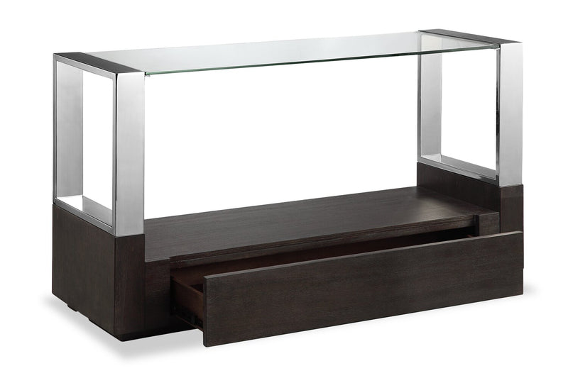 Perrin 50\" Modern Glass Top Sofa Table with Storage and Shelf - Graphite