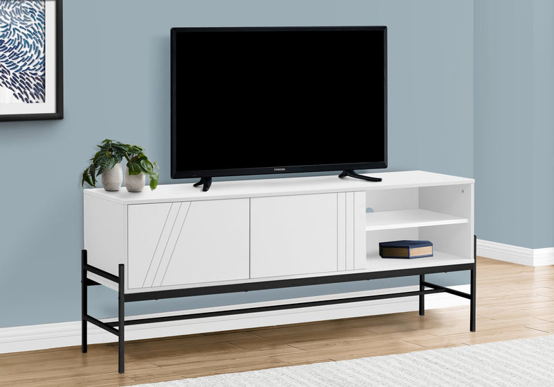 Jae 59\" Modern TV Stand with Storage and Cable Management for TVs up to 65\"- White