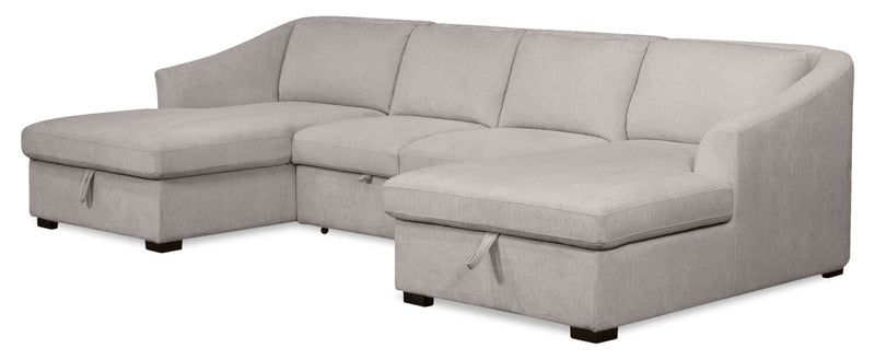 Envy 3-Piece Chenille Fabric Sleeper Sectional with Two Storage Chaises - Fog Grey