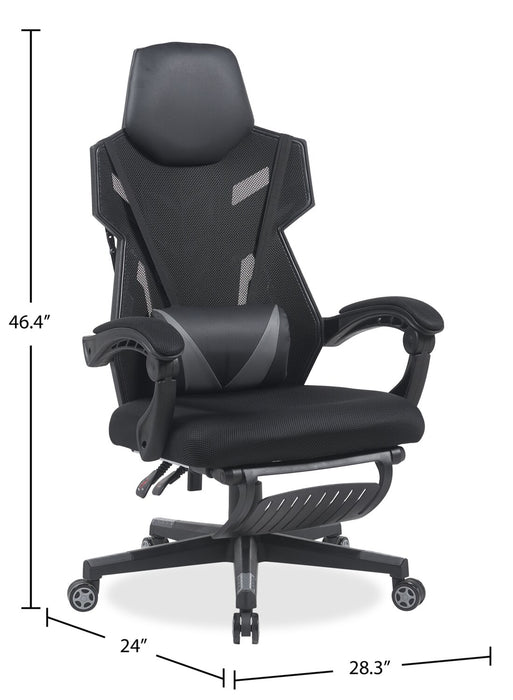 Sparrow 28.3\" Ergonomic Gaming Chair with Lumbar Cushion and Footrest - Black