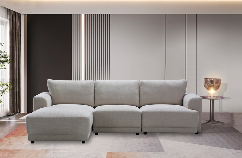 Voyage Modular 3-Piece Left-Facing Fabric Sectional with Removable Back Cushions – Taupe