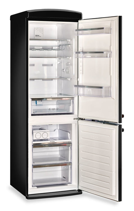 Classic Retro by Unique 24\" 12 Cu. Ft. Bottom-Freezer Refrigerator - Midnight Black - UGP-340L B AC