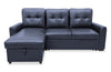 Carter 2-Piece Left-Facing Leather-Look Fabric Sleeper Sectional with Storage Chaise - Black