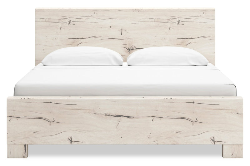 Derekson Panel Bed with Headboard & Frame, Rustic White - King Size