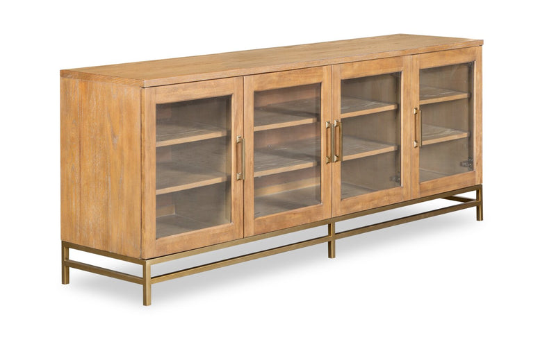 Cresset 70” Modern Solid Wood TV Stand with Storage and Cable Management for TVs up to 75\" - Belgian Wheat