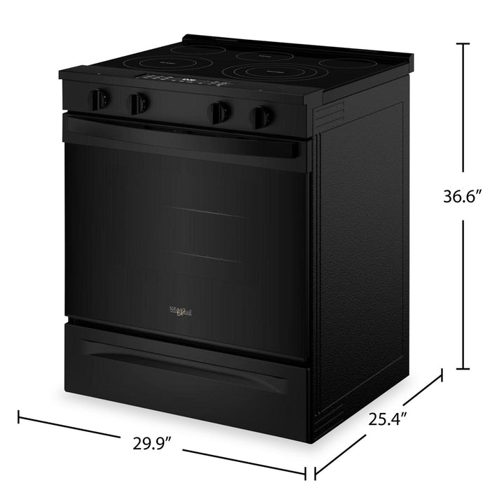 Whirlpool 30\" 5.3 Cu. Ft Electric Range with Air Cooking – Black - YWSES5030SB
