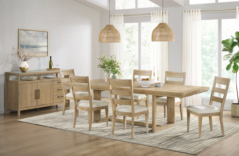 Aspen 5pc Dining Package with 80-104\" Extension Table & 4 Chairs, Fabric - Natural