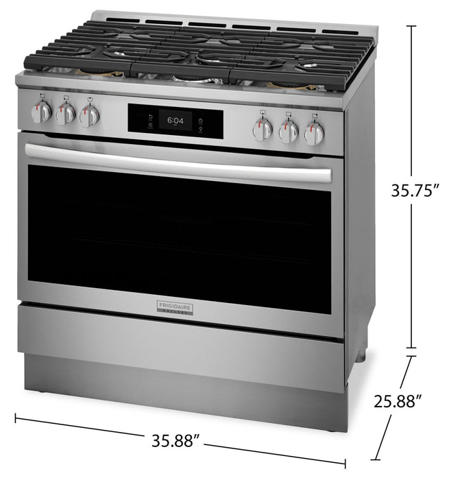Frigidaire Gallery 36\" 4.6 Cu. Ft. Six-Burner Gas Range with Air Fry - Stainless Steel - GCFG3661AF