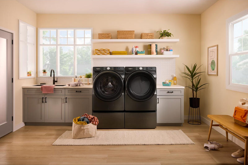 Whirlpool 5.2 Cu. Ft. Smart Front-Load Washer and 7.4 Cu. Ft. Electric Dryer - Volcano Black