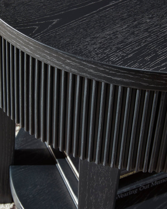 Sanford 24” Contemporary Round Solid Wood End Table with Storage - Black