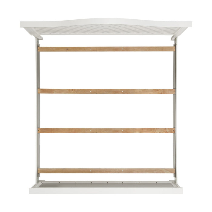 Ella Panel Bed with Headboard & Frame, Chevron Pattern, White - King Size