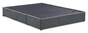 Amos Upholstered Storage Bed Base in Charcoal Fabric with 3 Built-in Drawers  - Full Size