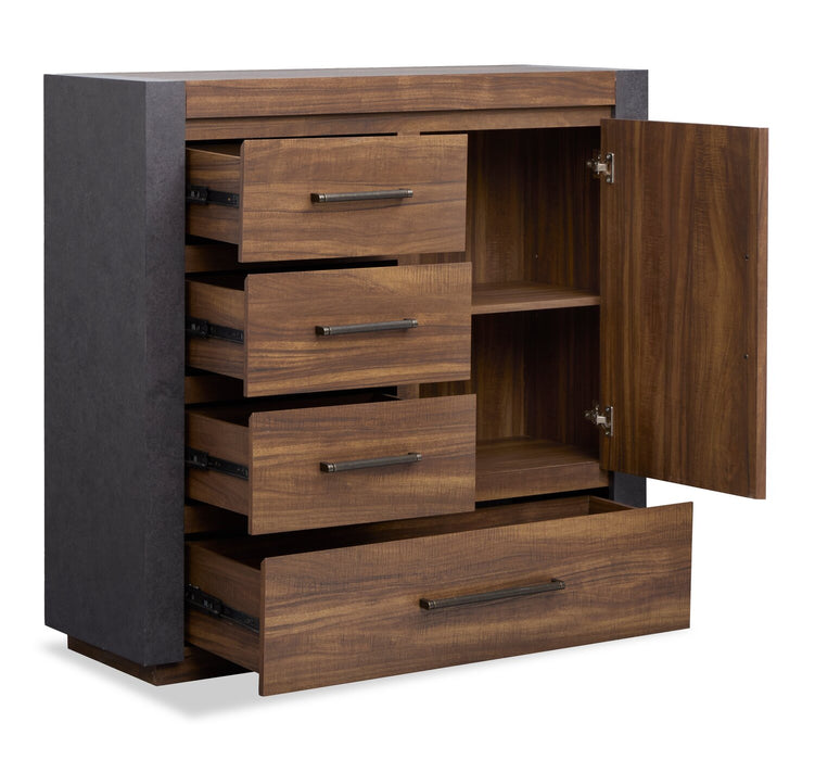 Scott Living Dante Bedroom 4-Drawer Chest with Storage Cabinet, 46\"W x 45\"H - Brown