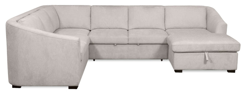 Envy 3-Piece Right-Facing Chenille Fabric Sleeper Sectional with Storage Chaise - Fog Grey