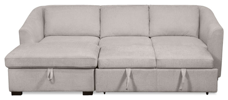 Envy 2-Piece Left-Facing Chenille Fabric Sleeper Sectional with Storage Chaise - Fog Grey