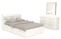 Riley Mates Bed 5pc Set with Bookcase Headboard, Dresser & Mirror, White - Full Size 