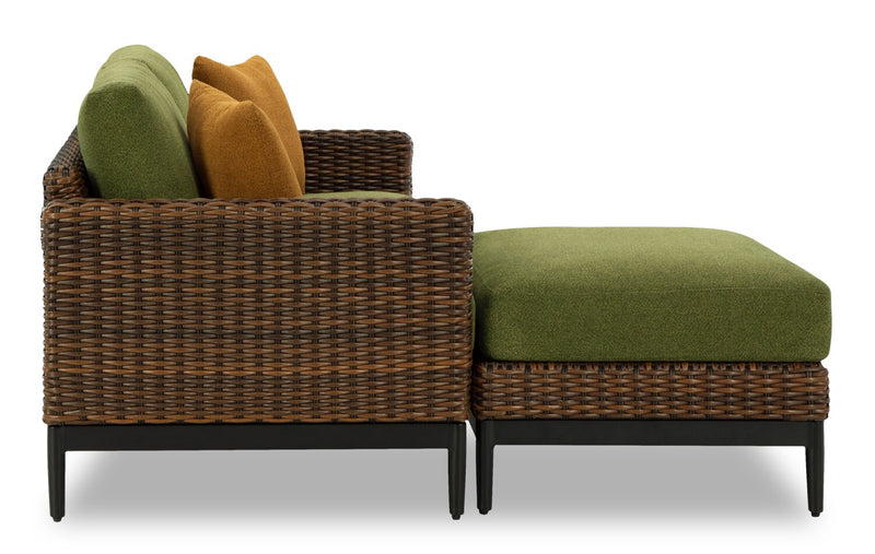 Tofino Outdoor Patio Loveseat - Resin Wicker, UV & Weather Resistant - Green/Brown/Black