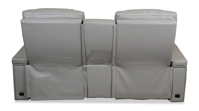 Elite 74\" Genuine Leather Massage Power Reclining Loveseat with Immersive Audio and Power Headrests - Putty