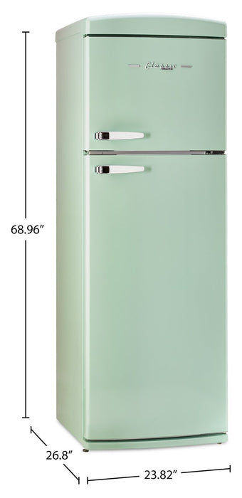 Unique Classic Retro 24\" 11 Cu Ft. Top Freezer Refrigerator – Summer Mint Green - UNQ-310L LG TM