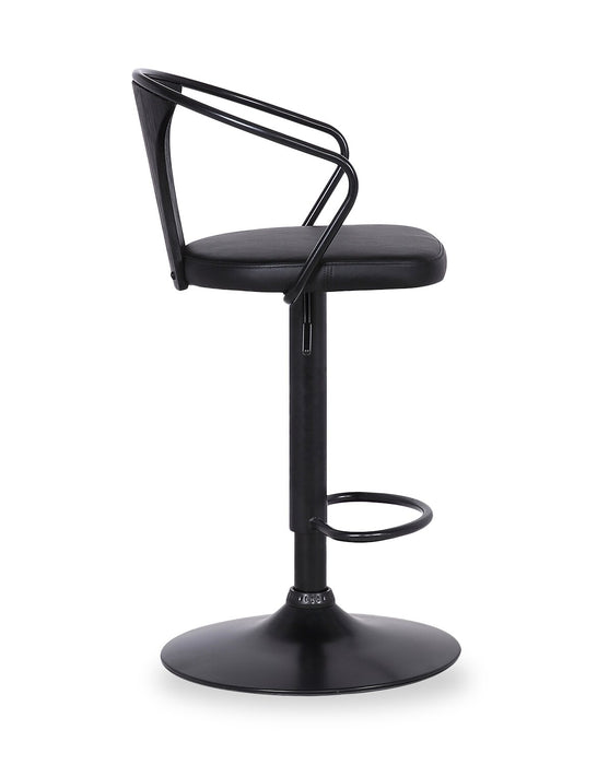 Hero Barstool with Swivel & Adjustable Seat, Vegan Leather Fabric, 23.5-32\"H, Metal - Charcoal