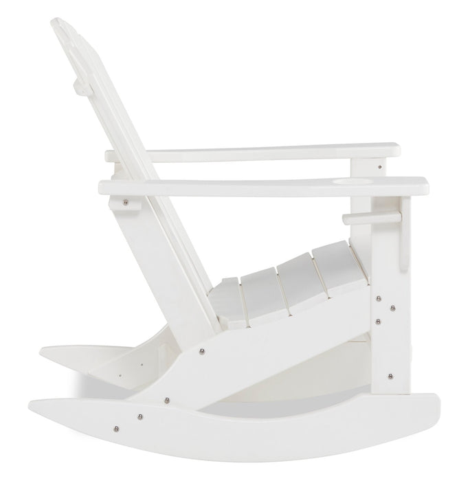 Bask Outdoor Patio Rocking Chair - High Density Plastic, UV & Weather Resistant - White