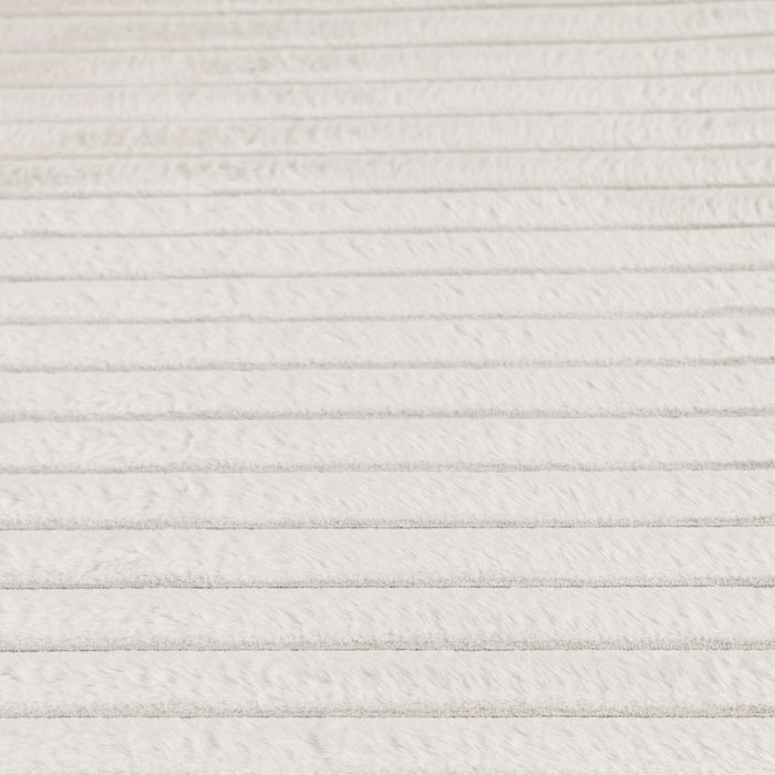 Faux Fur Channel Ivory Area Rug with Memory Foam Backing - 5' x 7'